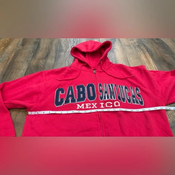 Cabo San Lucas Adult Zip Up Hoodie, Size Large, Red Blue - Picture 5 of 7